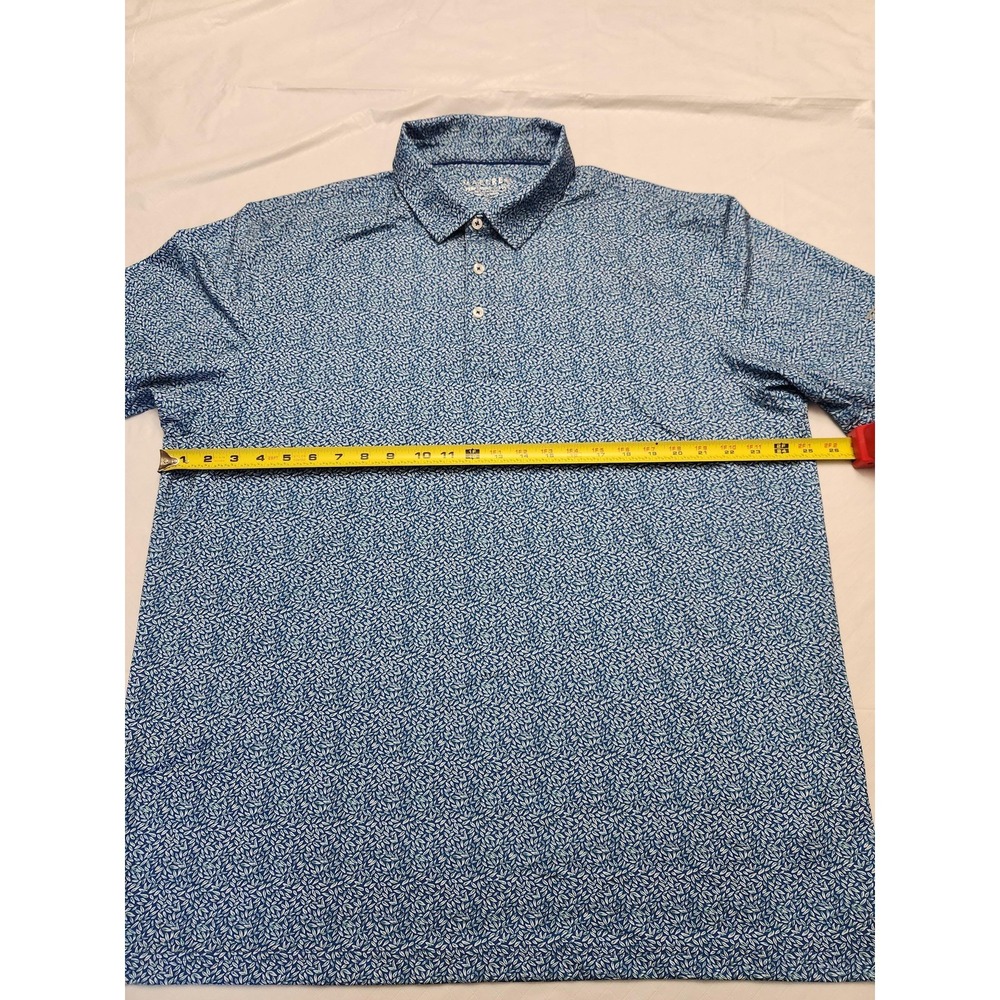 Maelreg Polo Shirt Mens 2XL Blue Leaf Print Golf Performance Stretch Lightweight - Picture 6 of 9